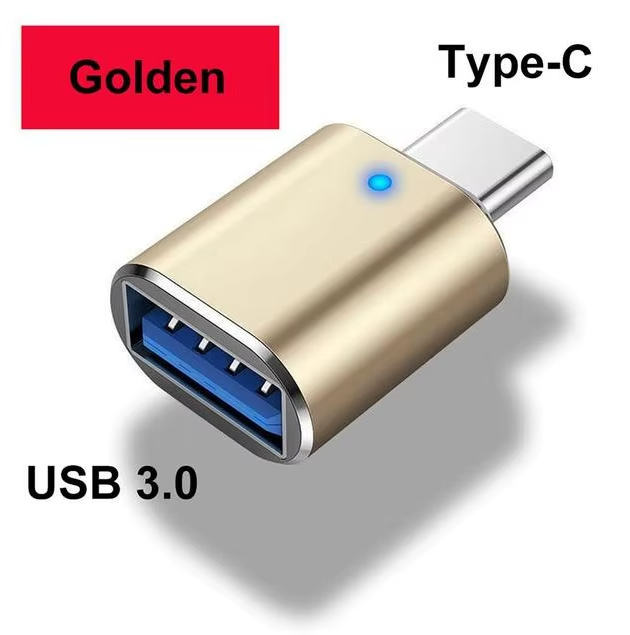 Convertidor USB C a aleación de aluminio con luz LED azul para dispositivo tipo C Adaptador USB C a USB 3,0 OTG