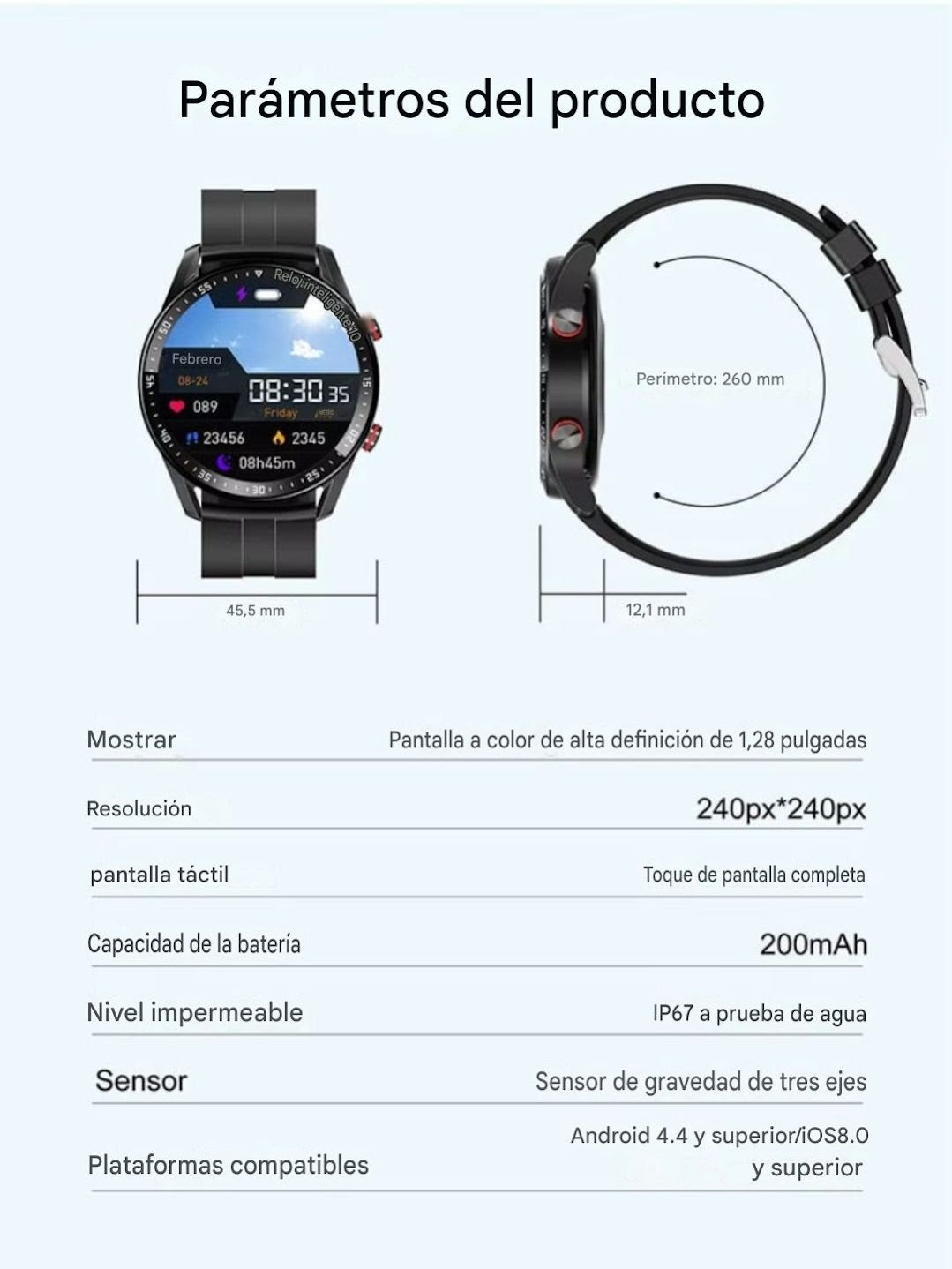 Reloj inteligente con sensor de salud con monitor portátil Ecg PPG y Bp 1,28" BT Call 200 MAh IP67 SENSOR REAL