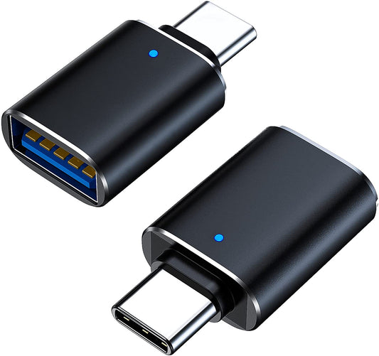 Convertidor USB C a aleación de aluminio con luz LED azul para dispositivo tipo C Adaptador USB C a USB 3,0 OTG