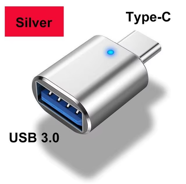Convertidor USB C a aleación de aluminio con luz LED azul para dispositivo tipo C Adaptador USB C a USB 3,0 OTG